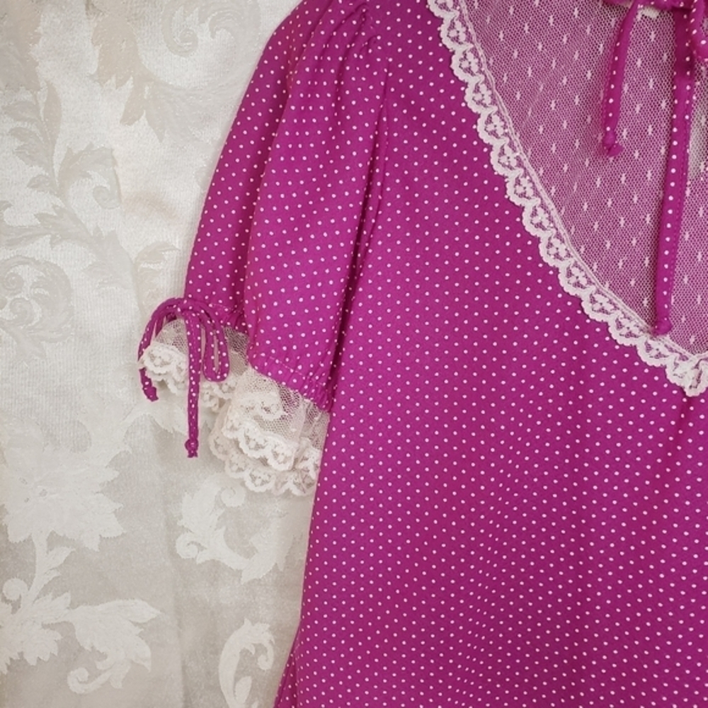 1970s‎ Vintage Hot pink Polka Dot Top - Picture 4 of 7